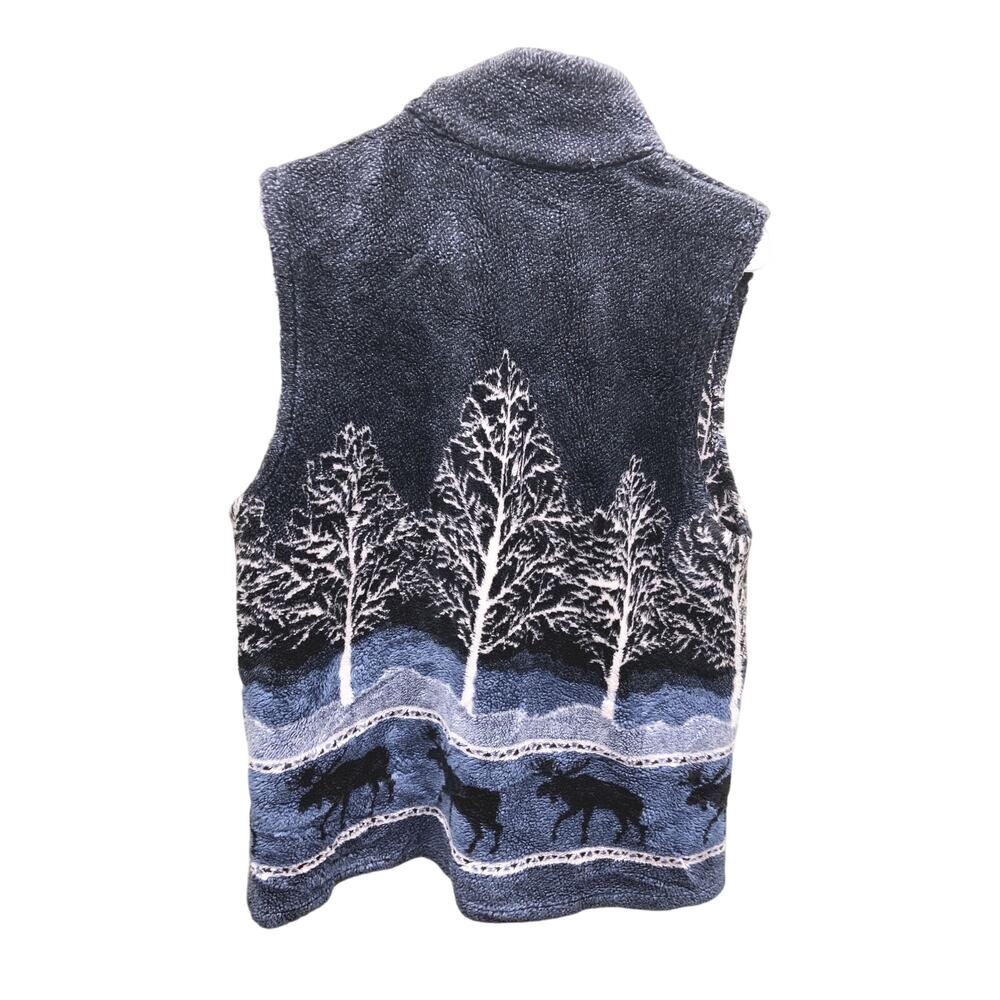 Vintage Black Diamond Woodsy Moose Print Fleese Vest Size L - Picture 3 of 5